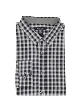 Structure Collection Black & White Checkered Slim Fit Long Sleeve Button-Up XL